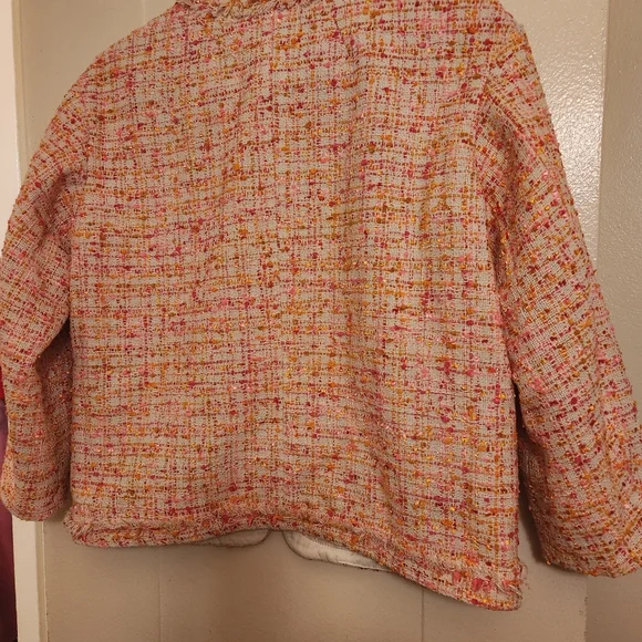 Ann Taylor confetti jacket orange/pink/beige size 0 BNWT - Picture 2 of 12